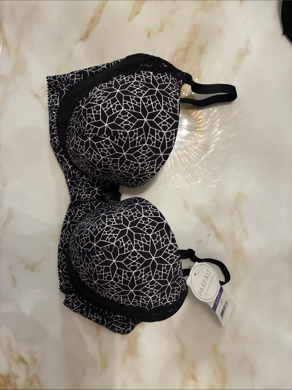 Parfait Black & White Geometric Underwire Bra
